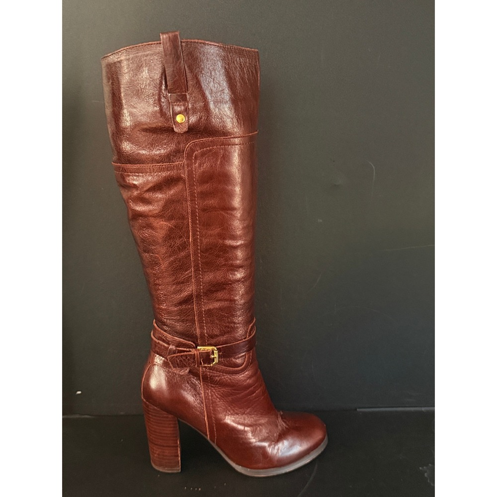 Audrey Brooke Leather Block Heel Riding Boots Size 6.5 M Equestrian Witchy Fall